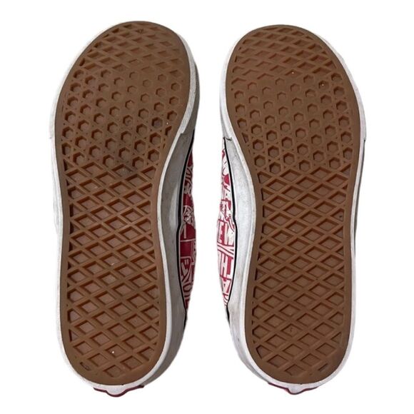 Vans 5.5Y Europe 37 (women’s 6-6.5) red white logo GUC off the wall sneaker shoe - Picture 9 of 10